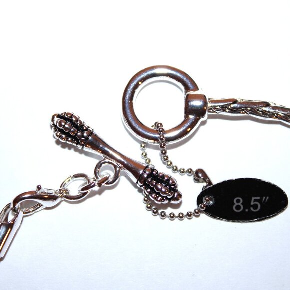 DaVinci Charm Bracelet 8.5" 7 Beads - Valentine's Day XOXO Hearts Love Red CZ - Picture 3 of 3